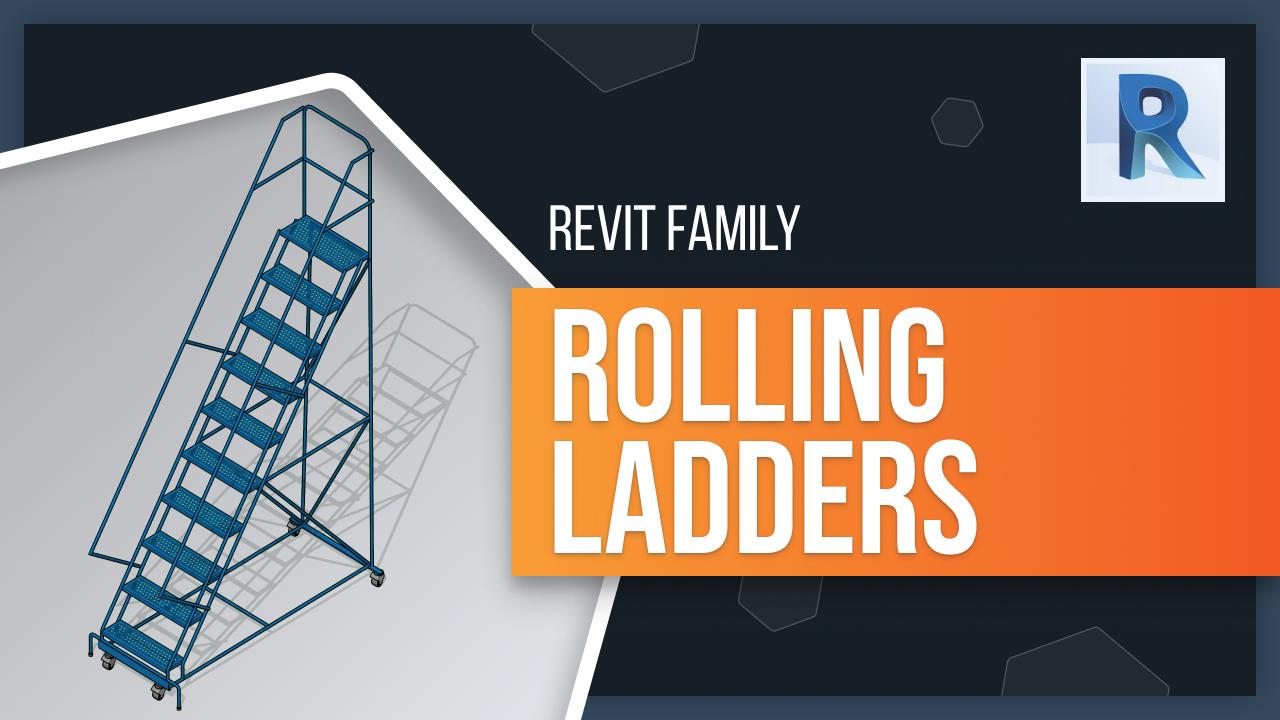 image displayed of 3D Revit model of rolling warehouse ladders